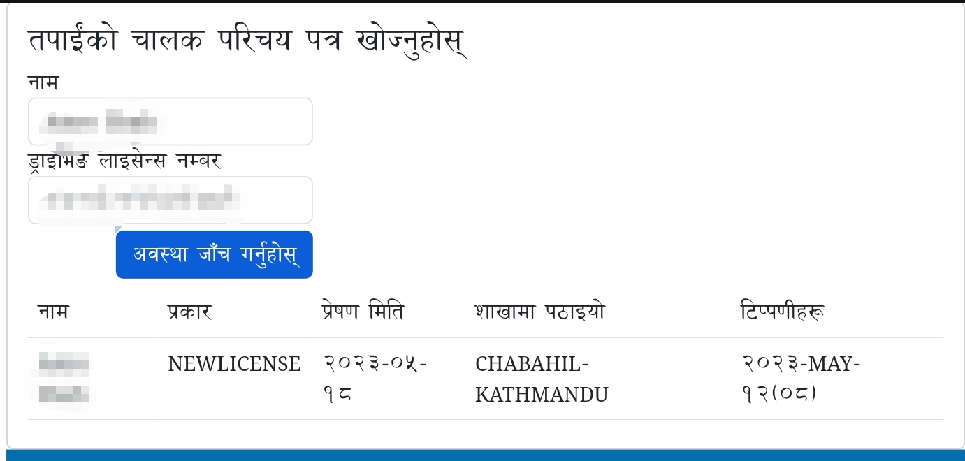 Data available in table